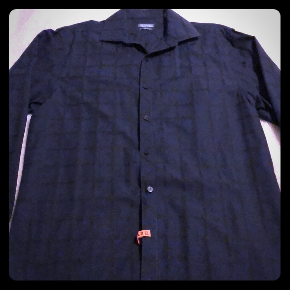 Kenneth Cole Slim Fit 15 1/2 32-33 Navy with black